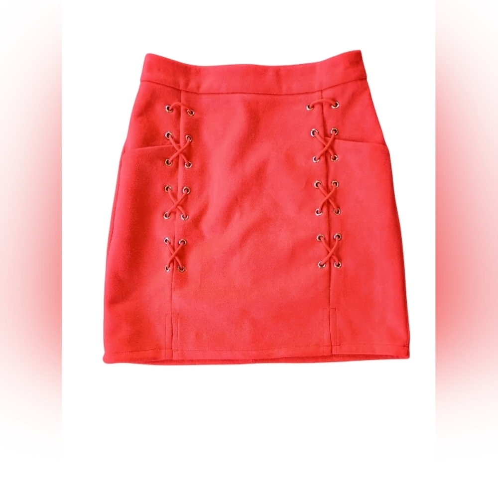 MangoPop Women's Lace Up Red Mini Skirt SZ XS